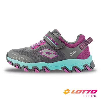 【LOTTO 義大利】童鞋 冒險王 2.0 防潑水越野跑鞋- 22cm 灰/紫