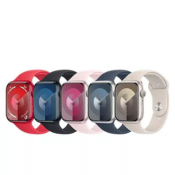 Apple Watch Series 9 (GPS版) 45mm鋁金屬錶殼搭配運動型錶帶-S/M 銀/藍