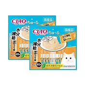 (2袋40入超值組)日本CIAO-啾嚕貓咪營養肉泥幫助消化寵物補水流質點心20入/袋(綠茶消臭成分,毛孩液狀零食獨立包裝) 補水鮪魚海鮮(藍橘袋)*2袋