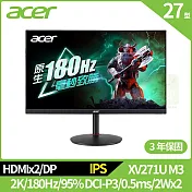Acer XV271U M3 27型電競螢幕(IPS,HDMI,DP,2Wx2)