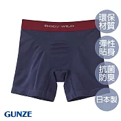 【日本GUNZE】BODY WILD男士3D撞色貼身平角褲(BWS682-NBL) M 藍色