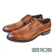 【GREEN PHOENIX】男 皮鞋 紳士鞋 德比鞋 商務鞋 加大尺碼 全真皮 綁帶 EU46 棕色