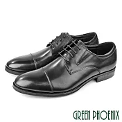 【GREEN PHOENIX】男 皮鞋 紳士鞋 德比鞋 商務鞋 加大尺碼 全真皮 綁帶 EU48 黑色