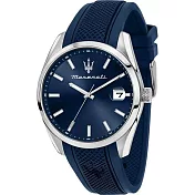 MASERATI 瑪莎拉蒂 Attrazione 湛藍網格錶帶日期顯示矽膠腕錶 R8851151005