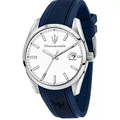 MASERATI 瑪莎拉蒂 Attrazione 純白錶盤網格錶帶日期顯示矽膠腕錶 R8851151007