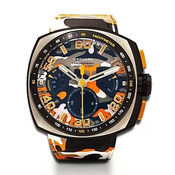 NSQUARE NICK CHRONO CAMO迷彩系列 迷彩活力 橙橘橡膠運動風51mm 腕錶 G0369-N20.4