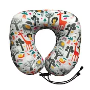 《DQ&CO》旅行抗菌記憶護頸枕(動物派對) | 午睡枕 飛機枕 旅行枕 護頸枕 U行枕
