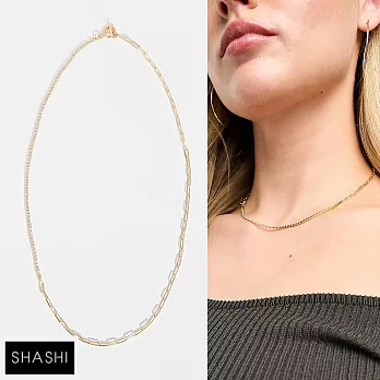 SHASHI 紐約品牌 Bijou 金色鑲鑽項鍊 法式優雅項鍊