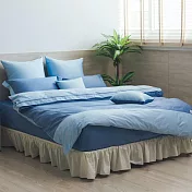 【麗塔寢飾】60支紗精梳棉 單人床包薄被套三件組 朵朵奶昔 湛藍+水藍