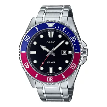 CASIO 卡西歐 時尚經典旋轉錶圈潛水水鬼系列不鏽鋼錶-MDV-107D 1A3V