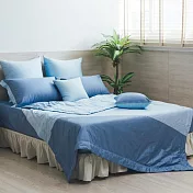 【麗塔寢飾】60支紗精梳棉 單人床包涼被三件組 朵朵奶昔 湛藍+水藍