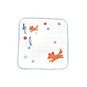【Peter & Andy】純棉100% MIT設計製造::童趣小方巾-狐狸捉迷藏  藍