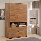 《Homelike》愛瑪4尺四抽衣櫃(二色) 衣櫥 吊衣櫃 收納櫃 置物櫃 櫥櫃 衣物收納櫃- 積層木色