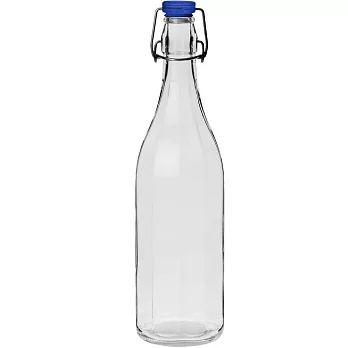 《EXCELSA》直紋扣式密封玻璃水瓶(藍1000ml) | 水壺