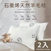 【家購網嚴選】石墨烯天然羊毛枕 70x45cm (2入)