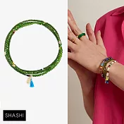 SHASHI 紐約品牌 Eliza 綠橄欖石 三層手鍊 50公分項鍊 2用款