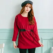 【Wonderland】輕熟女韓版毛呢顯瘦造型洋裝(2色) M 紅色