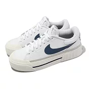 Nike 休閒鞋 Wmns Court Legacy Lift 女鞋 白 藍 厚底 增高 復古 皮革 小白鞋 DM7590-104