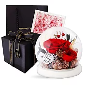 O’Pretty 歐沛媞 心意滿分 永生花祝福玻璃罩附氛圍燈+禮盒-多款可選 紅玫瑰