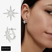 SHASHI 紐約品牌 LACEY 鑲鑽北極星C形耳環 銀色星星耳環