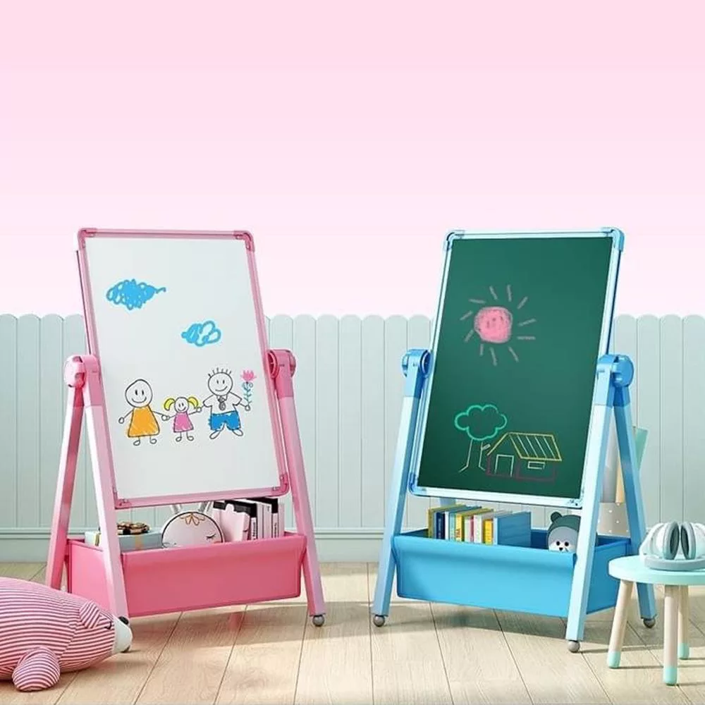 【H&R 安室家】兒童雙面畫板 白板/黑板/寫字板 粉