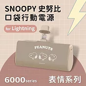【正版授權】SNOOPY史努比 復刻經典色系 6000series Lightning 口袋PD快充 隨身行動電源 表情系列-咖