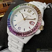COACH蔻馳精品錶,編號：CH00167,38mm圓形白陶瓷錶殼白色錶盤陶瓷白錶帶