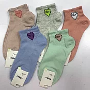【Wonderland】HOLA愛心日系棉質短襪/踝襪/女襪(5雙) FREE 隨機.含重覆色