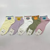【Wonderland】撞色COOL日系棉質短襪/踝襪/女襪(5雙) FREE 隨機.含重覆色