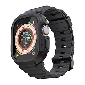 加拿大 Elkson Apple Watch Ultra 1/2 49mm Quattro Pro 2.0 一體成形軍規錶帶+9H鋼化膜 神秘黑