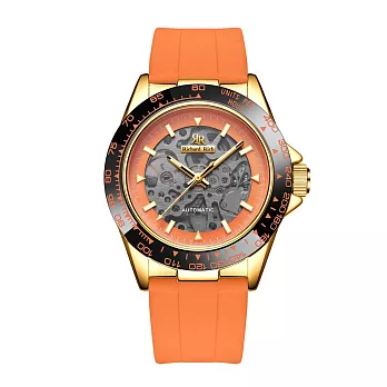 【Richard Rich】 RR 海軍上將系列 耀眼橘縷空錶盤自動機械氟矽膠腕錶  白珍藏版香氛防水盒