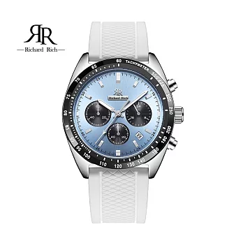 【Richard Rich】RR 星際霸主系列 銀殼藍面計時三眼矽膠冰藍熊貓錶