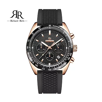【Richard Rich】RR 星際霸主系列 銀帶黑面計時三眼陶瓷圈隕石面不鏽鋼腕錶