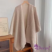 【Decoy】日系粗針織＊純色加大毛線披肩罩衫/ 米