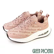 【GREEN PHOENIX】女 休閒鞋 氣墊鞋 懶人鞋 厚底 彈力 Q彈 免綁帶 EU38 粉紅色