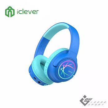 iClever BTH18 炫光無線兒童耳機 藍色