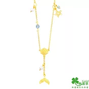 幸運草金飾 藍色傳說黃金/水晶/淡水珍珠項鍊
