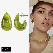 SHASHI 紐約品牌 Odyssey Green 奧德賽耳環 光芒水滴綠色耳環 琥珀紋