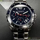 COACH蔻馳精品錶,編號：CH00180,44mm圓形銀精鋼錶殼寶藍色錶盤精鋼銀色錶帶