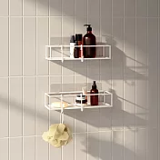 《Umbra》壁掛式浴室掛勾置物架2件(雲朵白) | 浴室收納架 瓶罐置物架