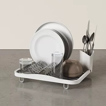 《Umbra》Sinkin餐具收納筒+碗盤瀝水架(雲朵白35.6cm) | 餐具杯盤墊 隔水墊 流理臺墊