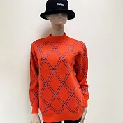 【Wonderland】韓系質感超保暖針織上衣 FREE 幾何菱格(橘色)