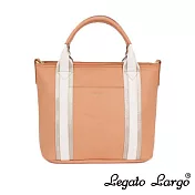 Legato Largo 明亮獨特織帶拼接手提斜背兩用托特包- 橘色