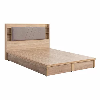IDEA-MIT寢室傢俱套裝標準雙人兩件組-床頭+床底 暖棕原木