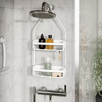 《Umbra》Flex吊掛式浴室雙層瀝水置物架(雲朵白) | 浴室收納架 瓶罐置物架