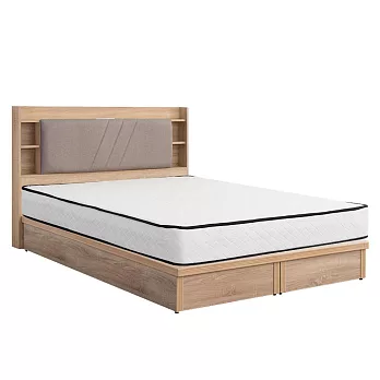 IDEA-MIT寢室傢俱套裝標準雙人三件組-床頭+床底+床墊 暖棕原木