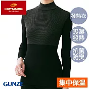 【日本GUNZE】集中型保暖高領發熱衣(MH9445-BLK) L 黑色