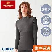 【日本GUNZE】集中型保暖高領發熱衣(MH9445-GRY) M 灰色