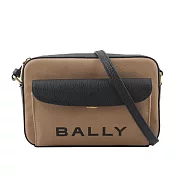 BALLY Bar Daniel 帆布及皮革口袋斜背包 (沙色/黑色)