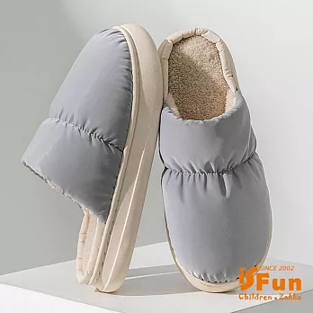 【iSFun】中性羽絨＊包頭保暖室內拖鞋/ 灰/4445號
